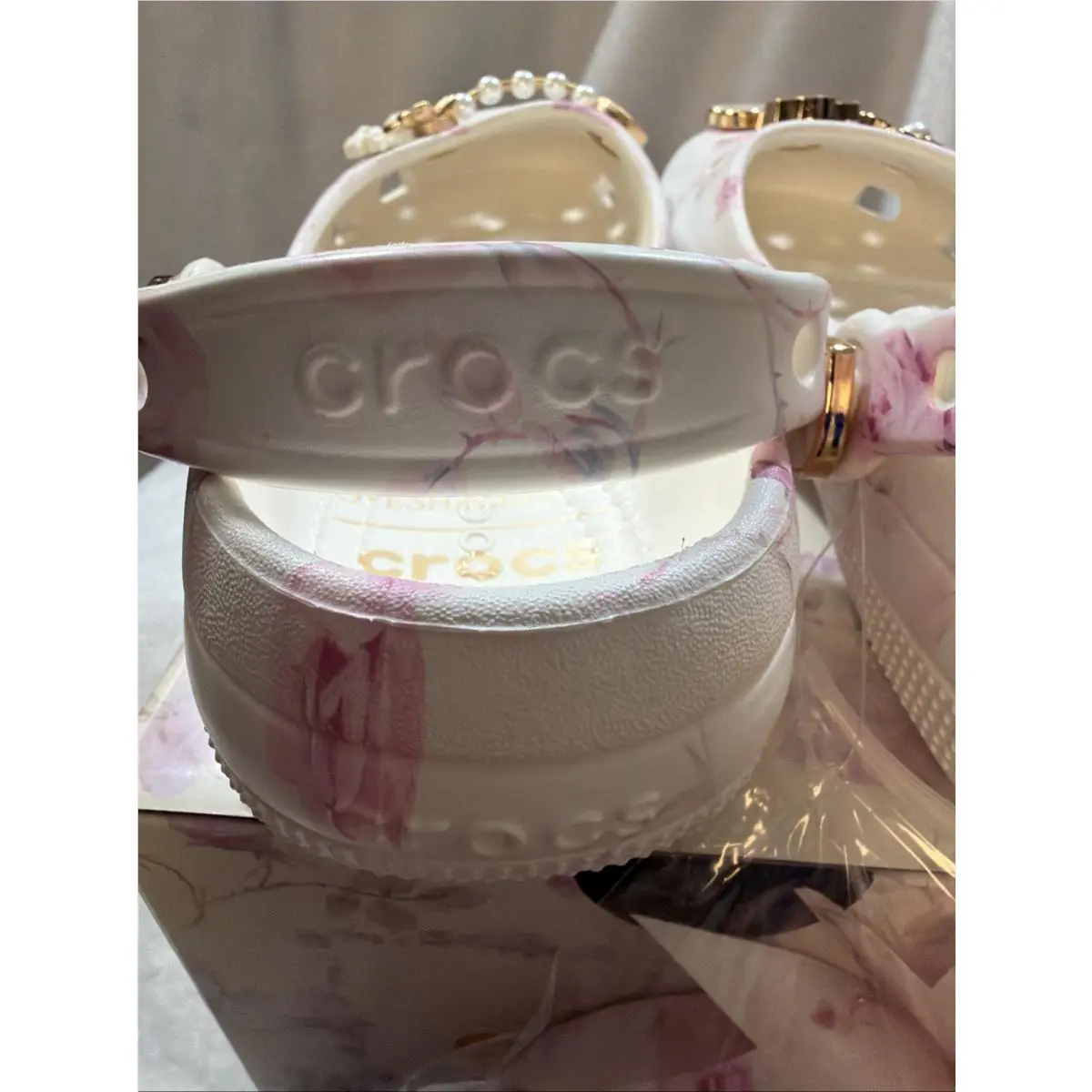 Crocs shoes - LoveShackFancy x Crocs - LoveShackFancy - White, Pink 8