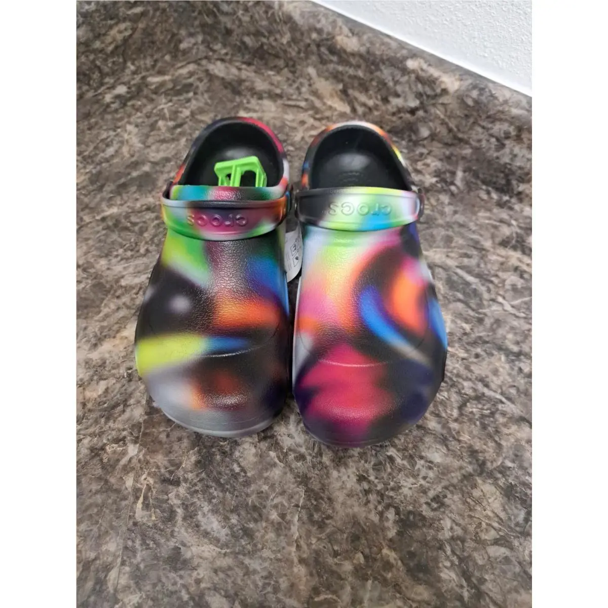 Crocs Men`s Size 13 Unisex Black/multi Color Classic Solarized Clogs