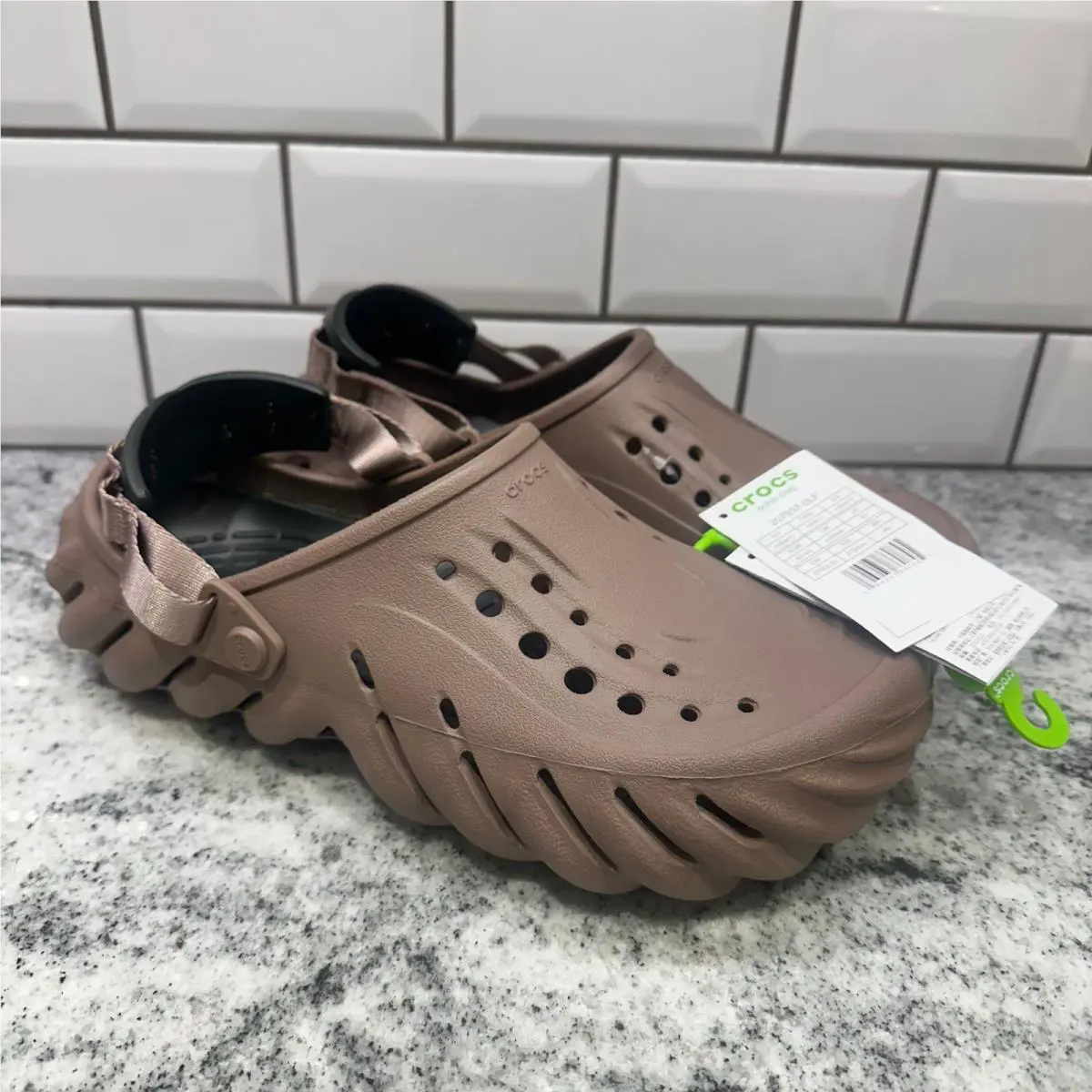 Crocs Mens 9 Women 11 Echo Clog Espresso Brown Sculpted Streetwear Gorpcore