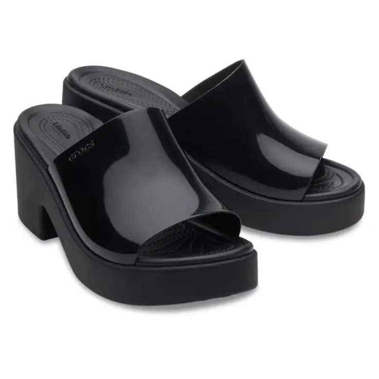 Crocs Brooklyn Slide High Shine Heel - Black Size 7