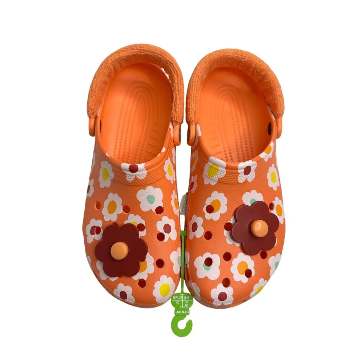 Crocs Zen Garden Sensory Classic Terry Cloth Clogs Orange M 12 W 14