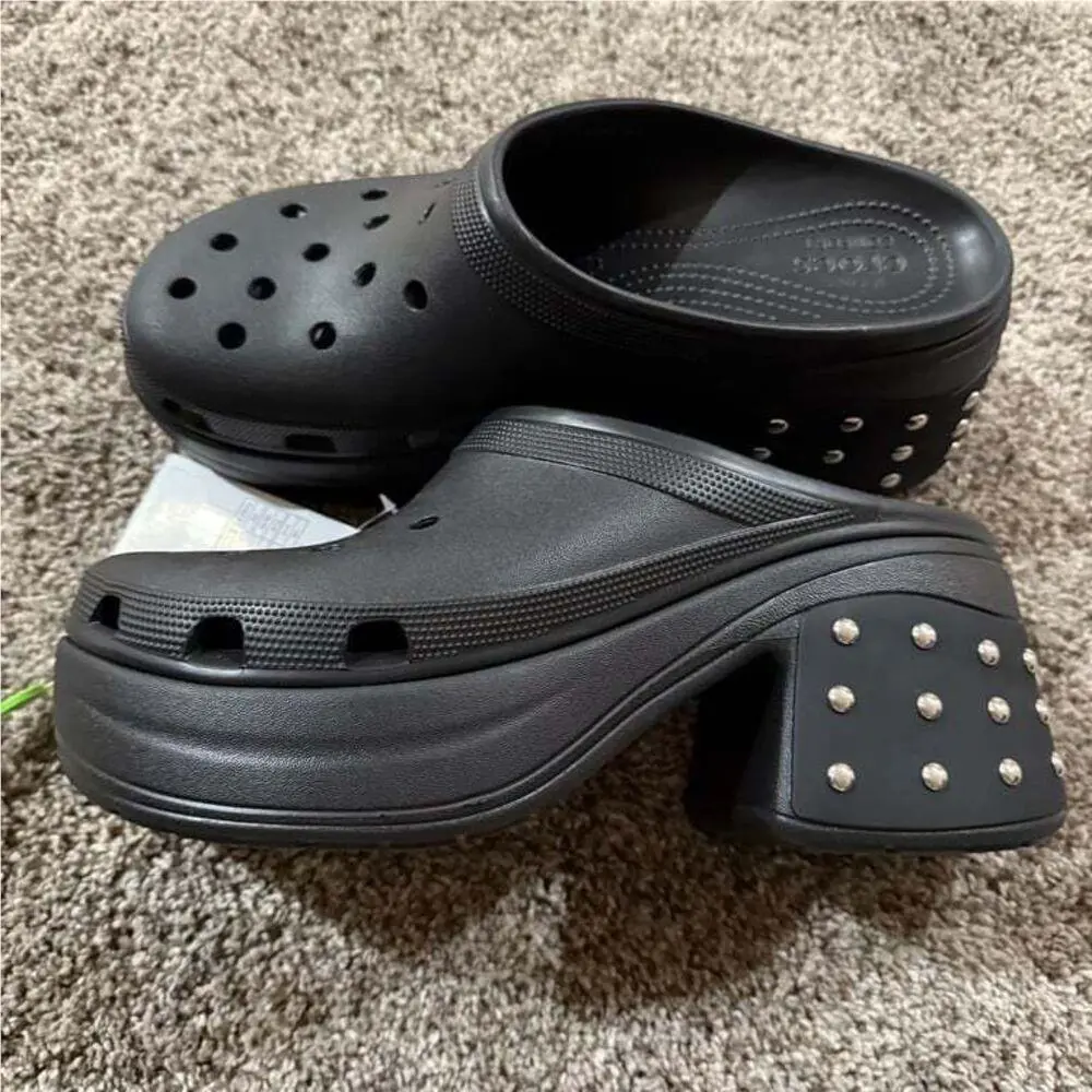Crocs Siren Studded Heel Clog Black Shoes Size Men13 Chunky Rare