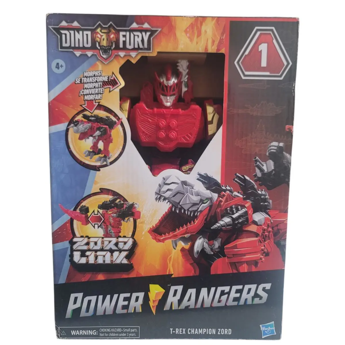 Power Rangers Dino Fury Combining Zord Link - T-rex Champion Red Action Figure