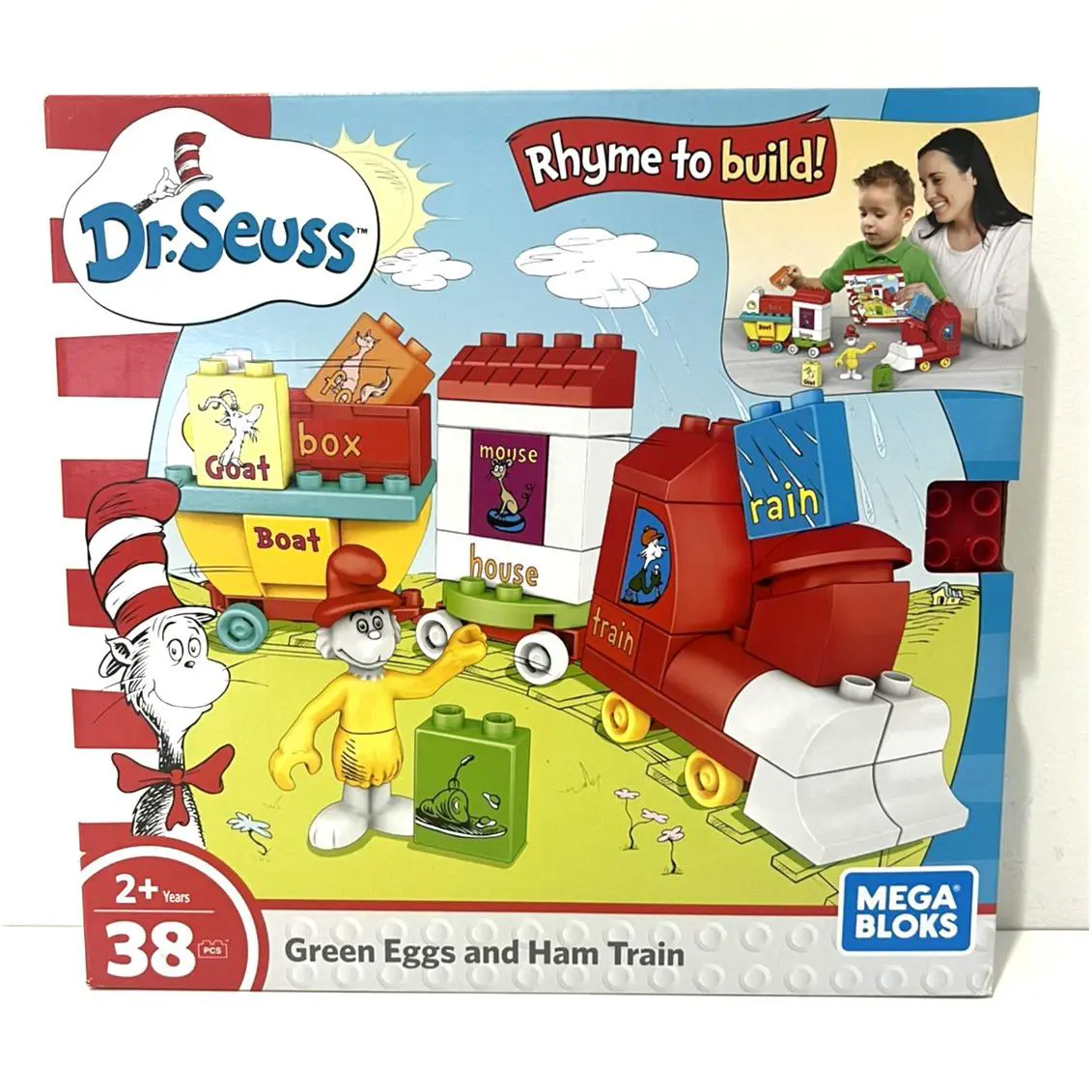 Mega Bloks Dr. Seuss Green Eggs and Ham Train Building Set 38 Pieces 2017