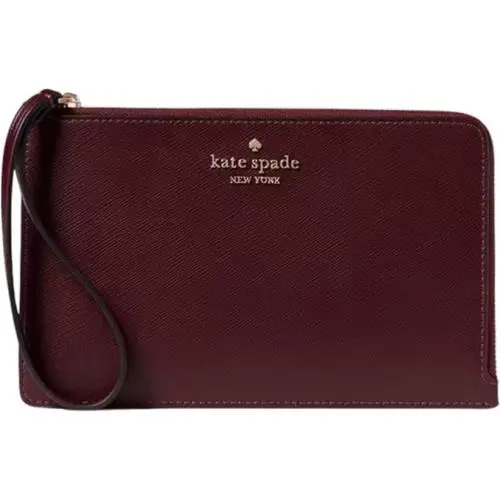 New Kate Spade Staci Medium L Zip Grenache Leather Wristlet Wallet