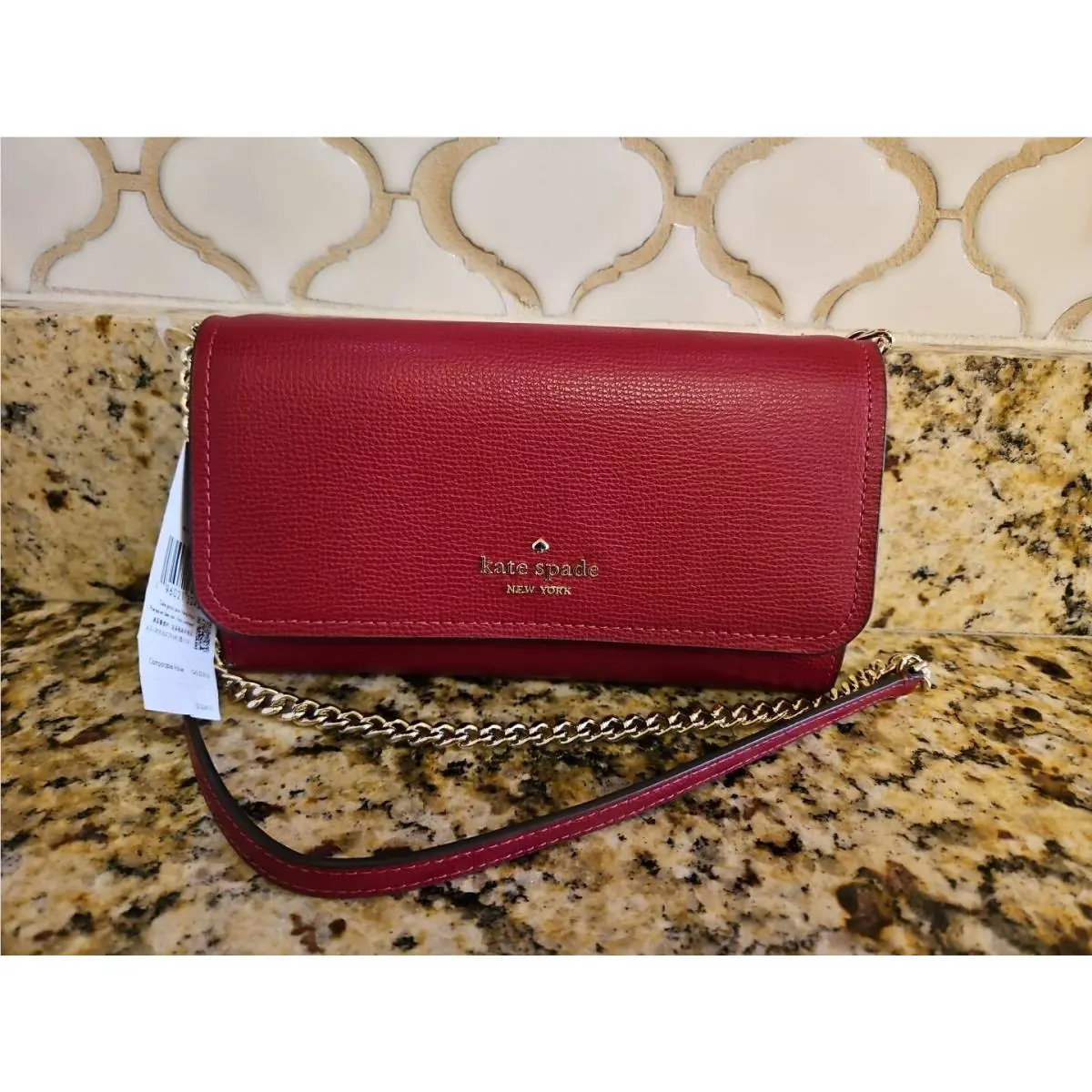 Kate Spade Darcy Red Sangria Deep Red Chain Wallet Crossbody Bag