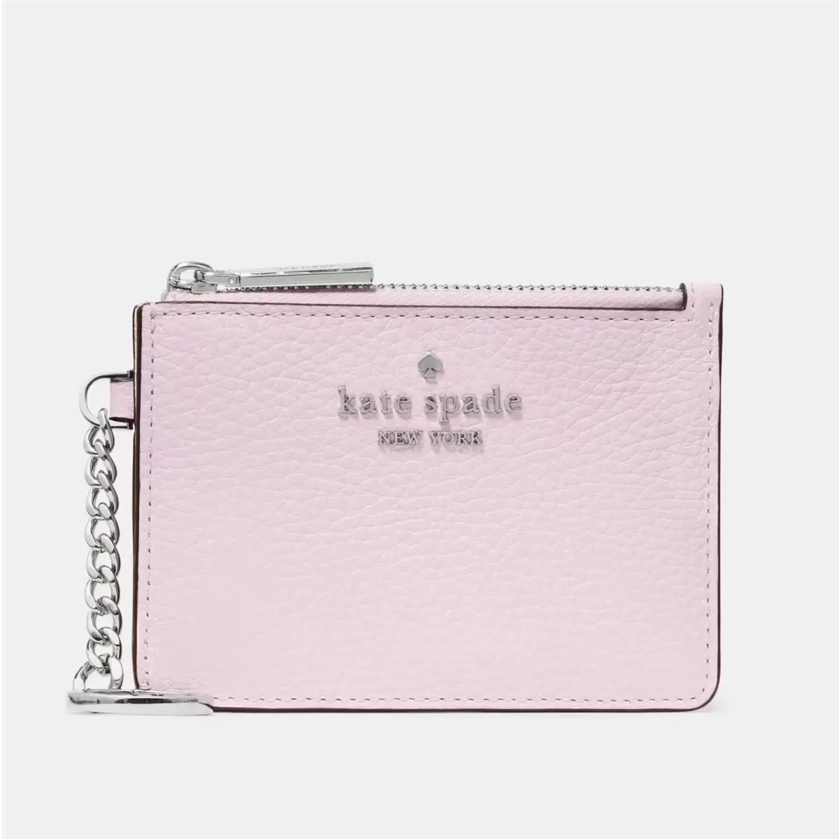 Kate Spade New York Key Ring Card Holder Pebbled Leather Dahlia Pink