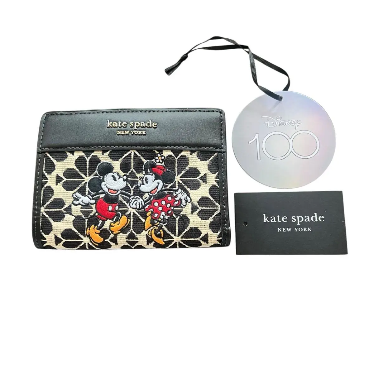 Kate Spade Mickey Minnie Jacquard Hundred Years Wallet W/gift Pouch
