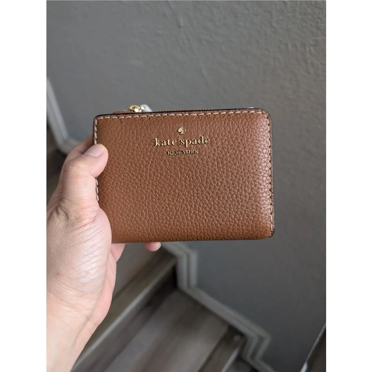 Kate Spade KP054 Small L-zip Wallet in Warm Gingerbread