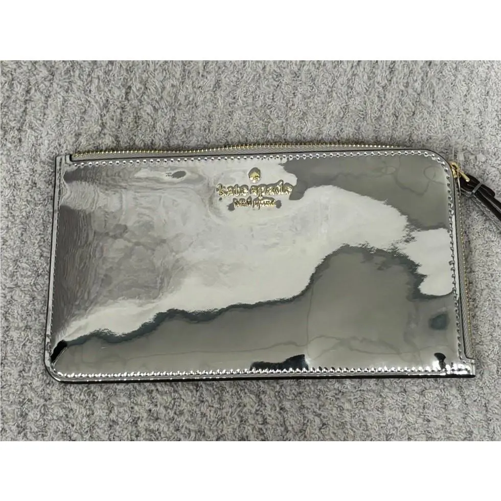 Kate Spade Lucy Silver Mirror Metallic Wristlet Card Case 70754