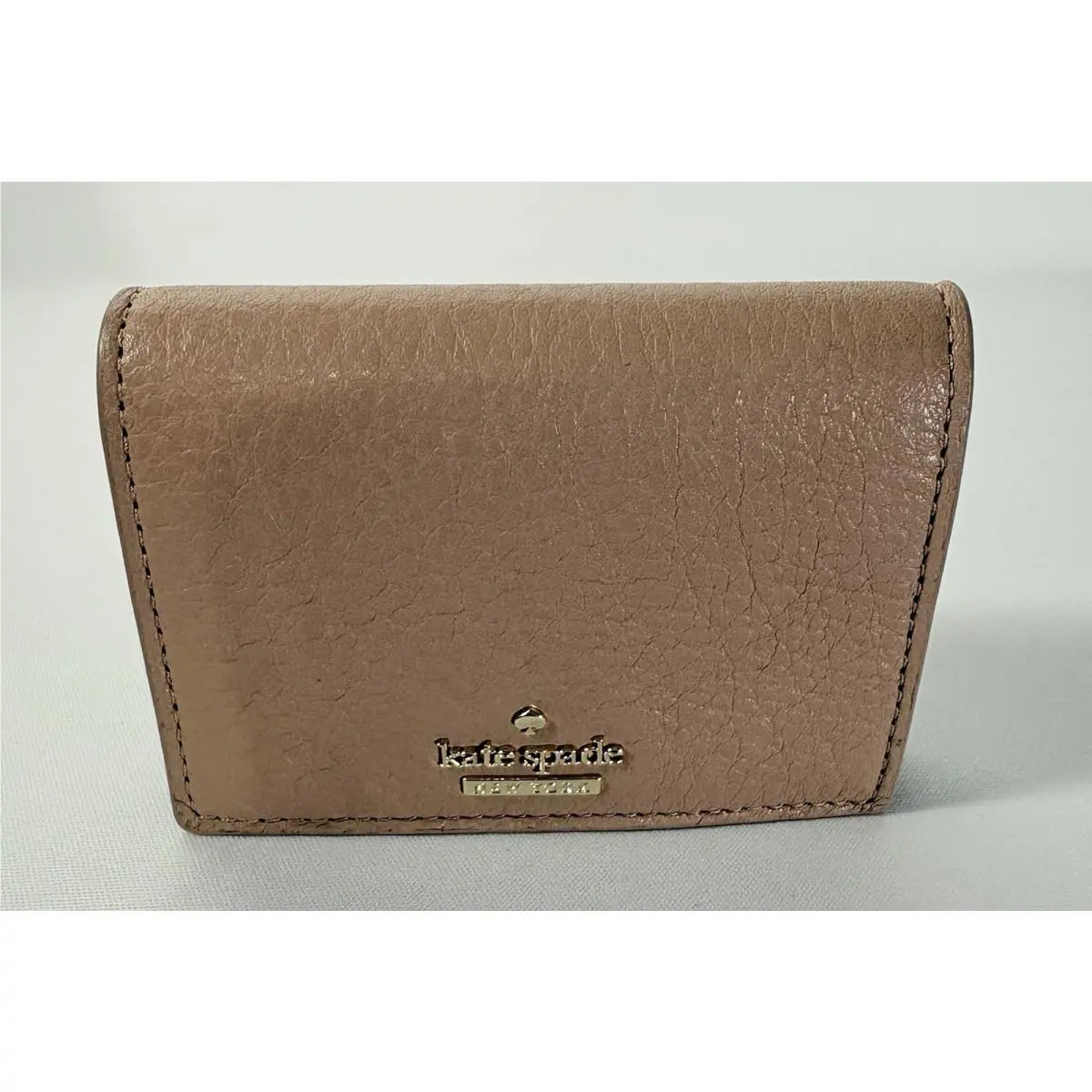 Kate Spade New York Leather Card Holder Wallet Blush Pink Snap Closure