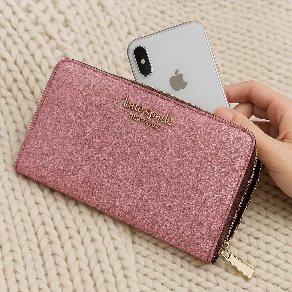 Kate Spade Keaton Dark Magenta Pvc Wristlet K6202