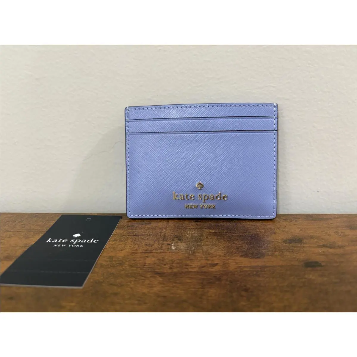 Kate Spade Small Cardholder Wallet Frosted Blue Saffiano ID Holder