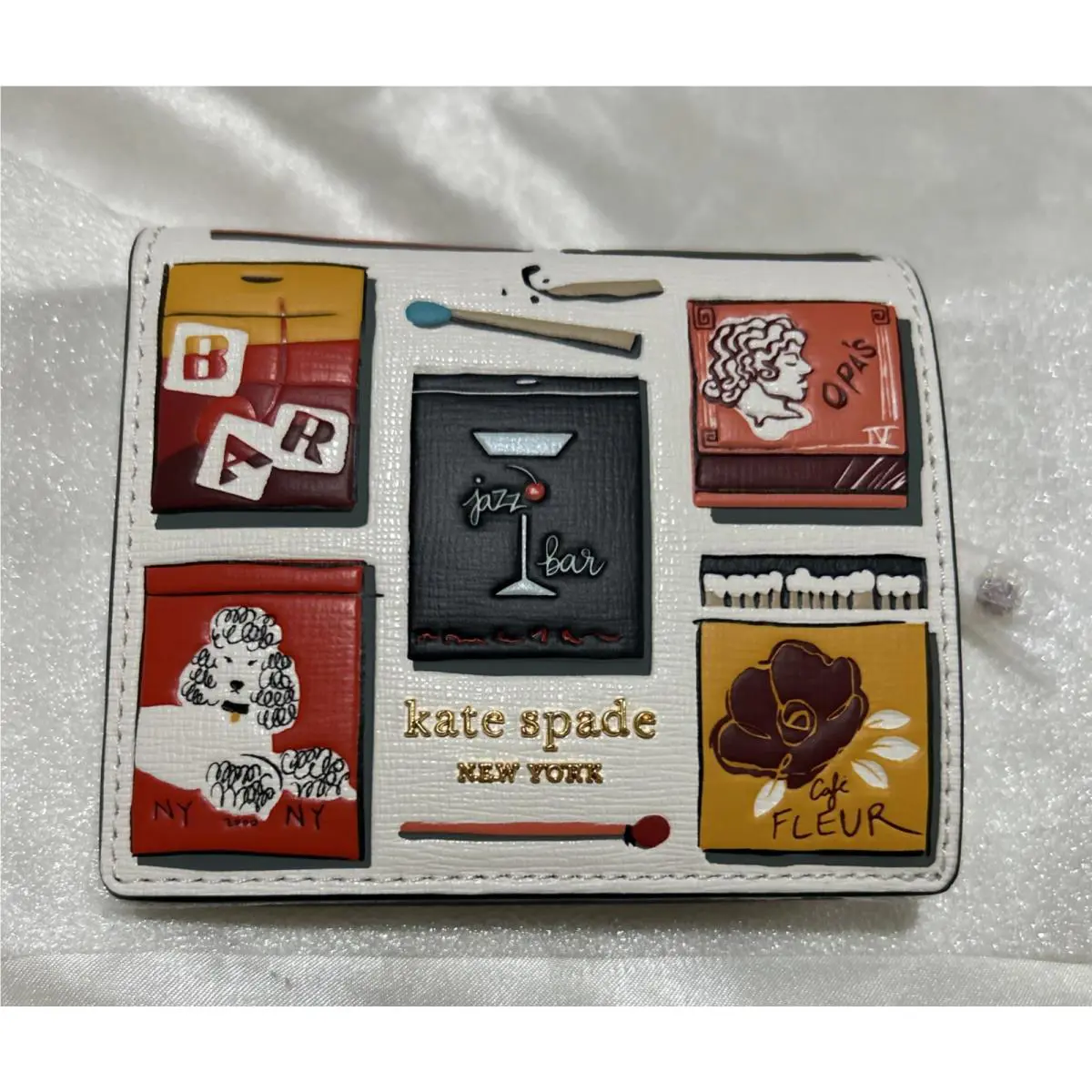 New Pkg Kate Spade Embossed Morgan Matchbook Small Slim Bifold Jazz Wallet