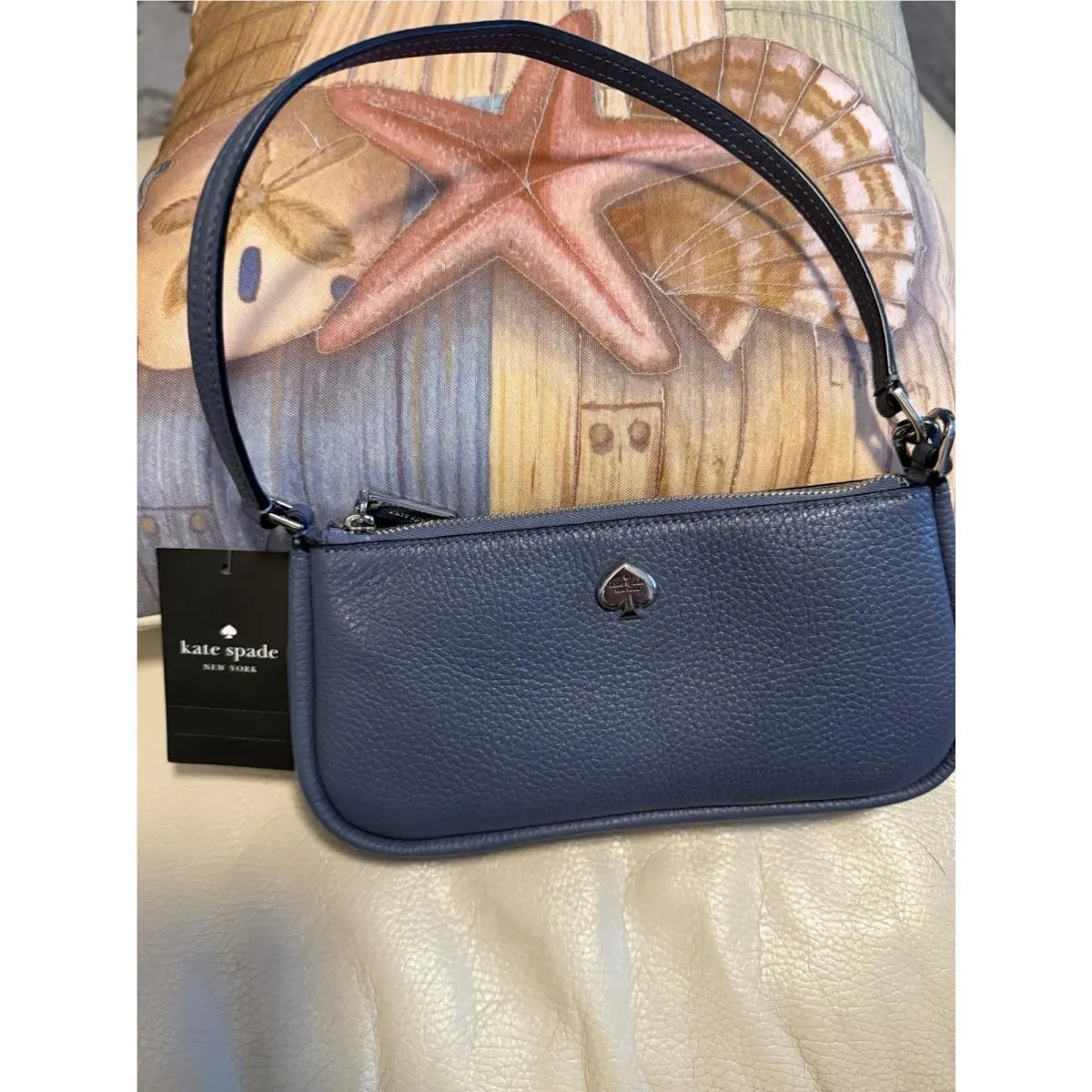 New Kate Spade Kayla Convertible Wristlet /purse Pebbled Leather Twilight Blue