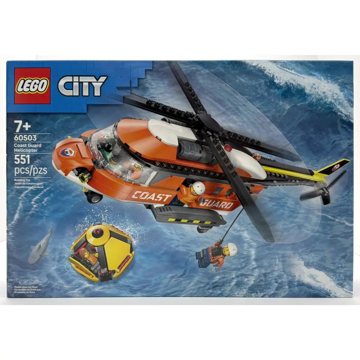 Lego 60503 City Coast Guard Helicopter Building Toy 551 Pieces For Ages 7+