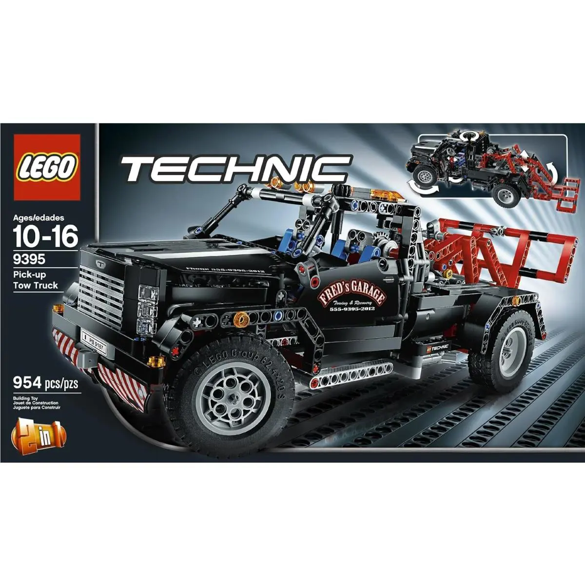Lego Technic 9395: Pick-up Tow Truck Retired Hard to Find Building Set - Red