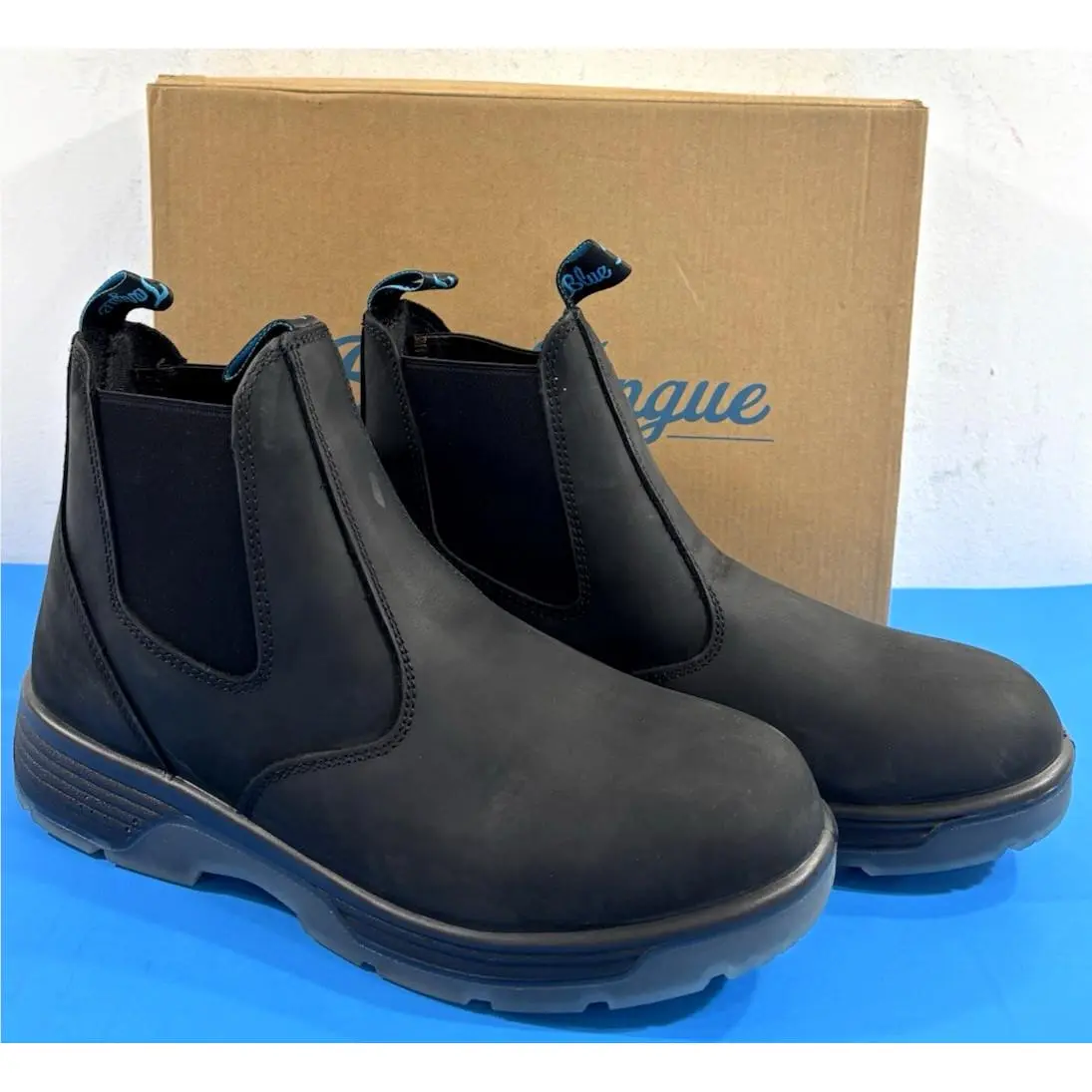11.5 M  Blue Tongue Station Soft Toe Slip ON Boots Btst Black by Redback