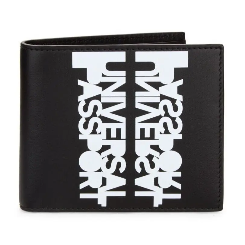 Burberry Universal Passport Men`s Leather Bifold Wallet in Black - Italy Made