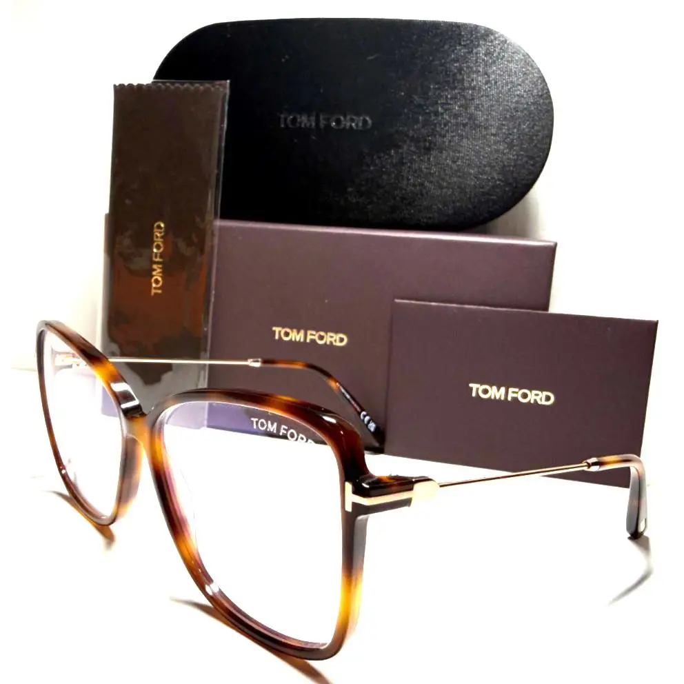 Tom Ford TF5953-B 053 Blonde Havana with Gold Temples Eyeglasses 55-13