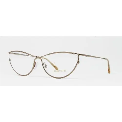 Tom Ford Women`s Eyeglasses FT5214V 034 Brown 55mm Cat Eye Metal Optical Frame
