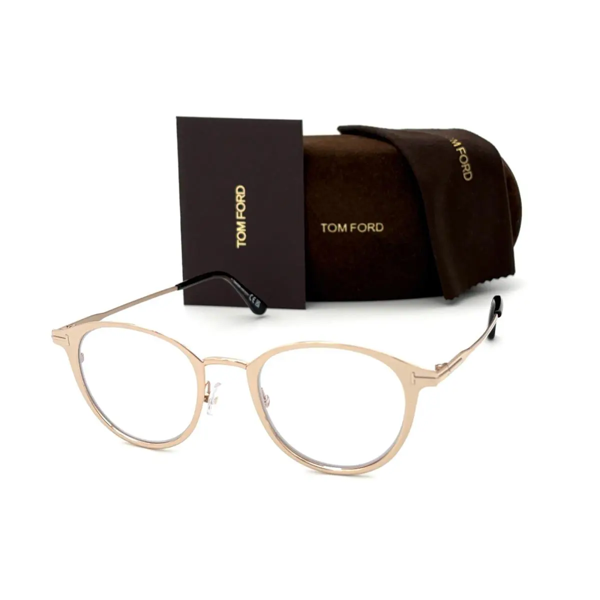 Tom Ford FT5528 029 Matte Gold / Blue Block 49mm Eyeglasses TF5528