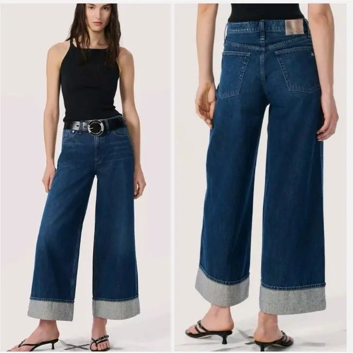 Rag Bone The Sofie High Rise Ankle Wide Jeans In Dawn Jewel Size: 31