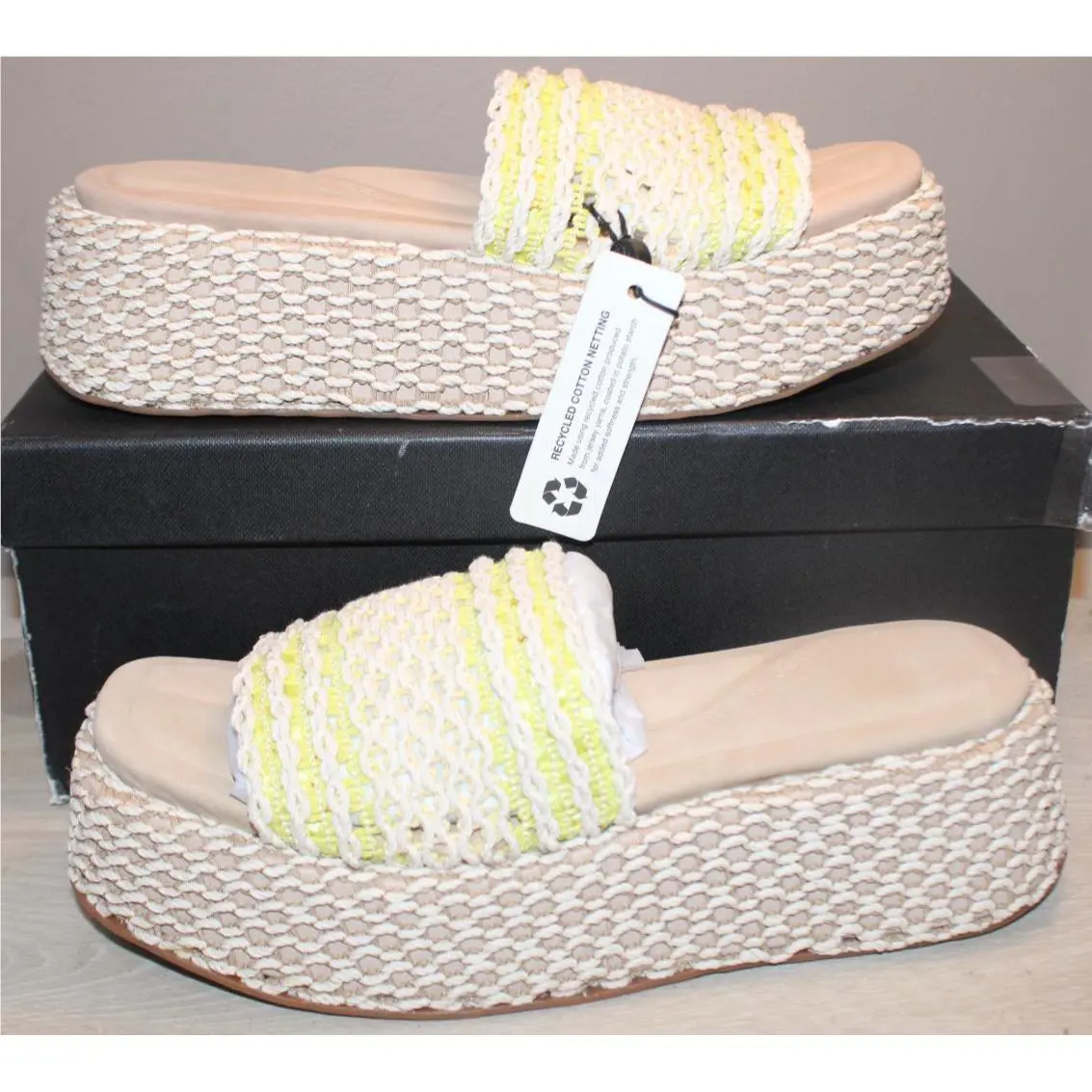 Rag Bone NY Logan Slide Chalk/yellow Net Women`s Shoes Size 8.5