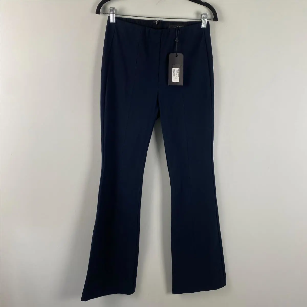 Rag Bone Blue Simone Stretch Mid Rise Flare Dress Pants Size 8 Salute