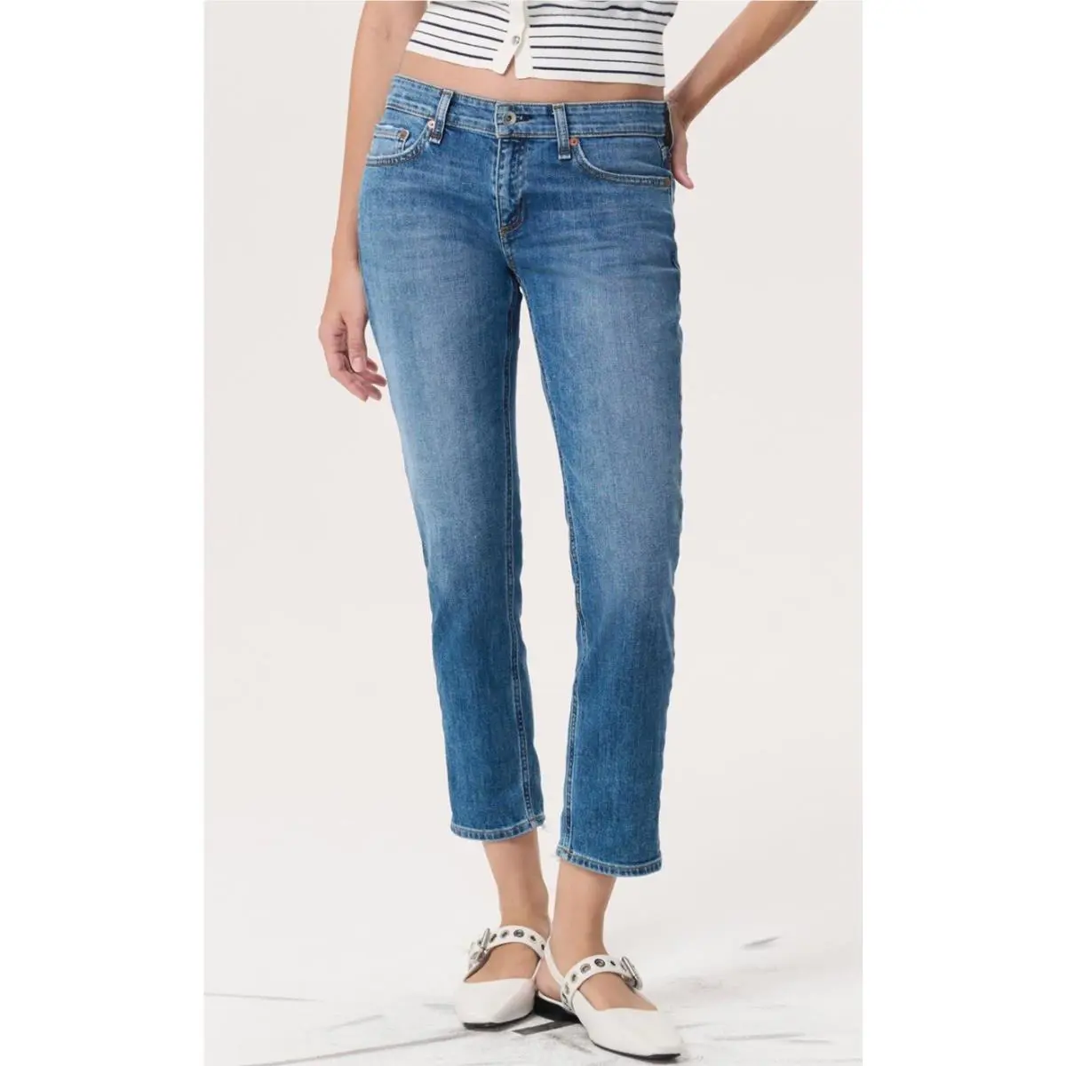 Rag Bone Dre Low Rise Slim Boyfriend Jeans Mid Wash Julienne Sz 28