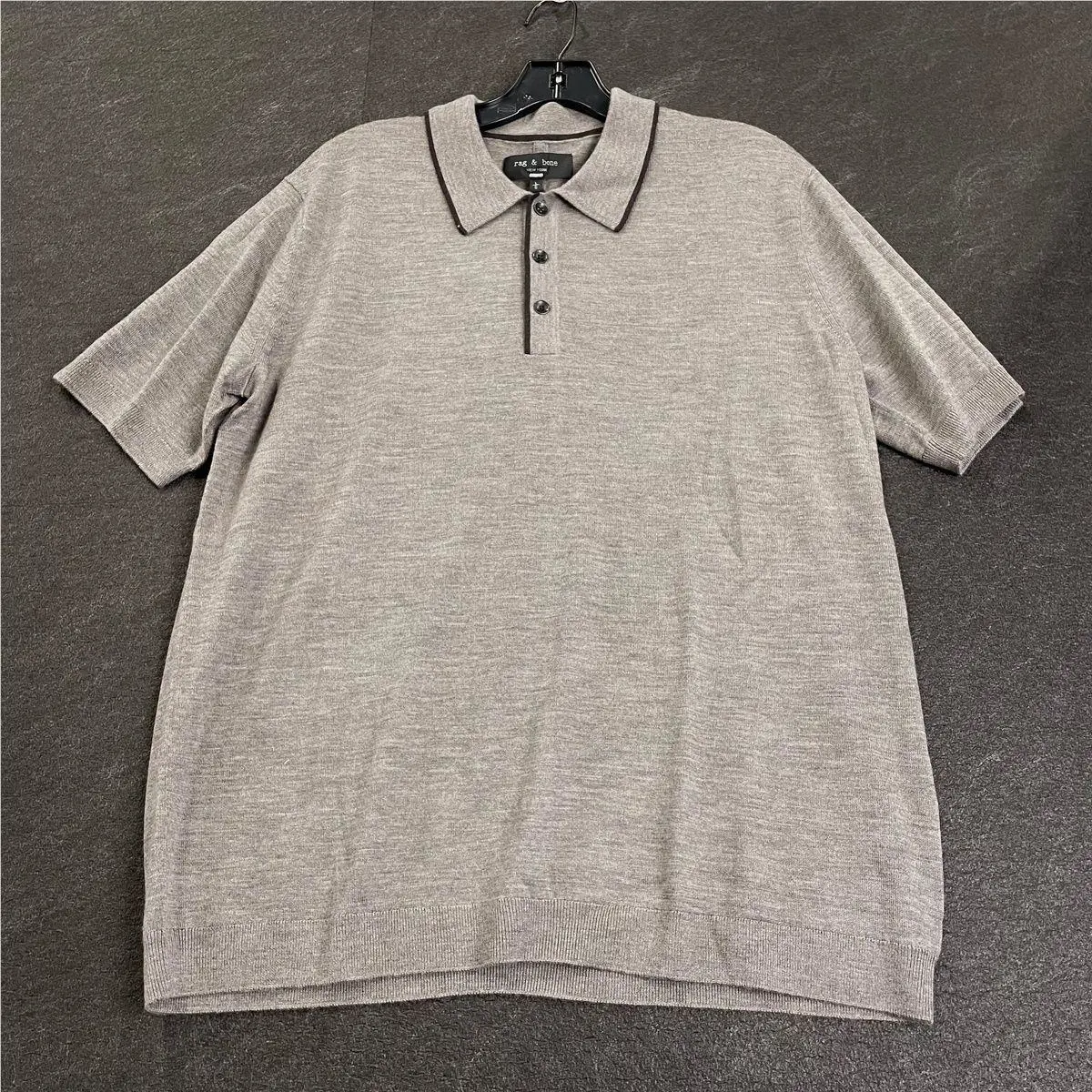 Rag Bone Crawford Wool Cashmere Knit Polo Men`s Size XL Brown