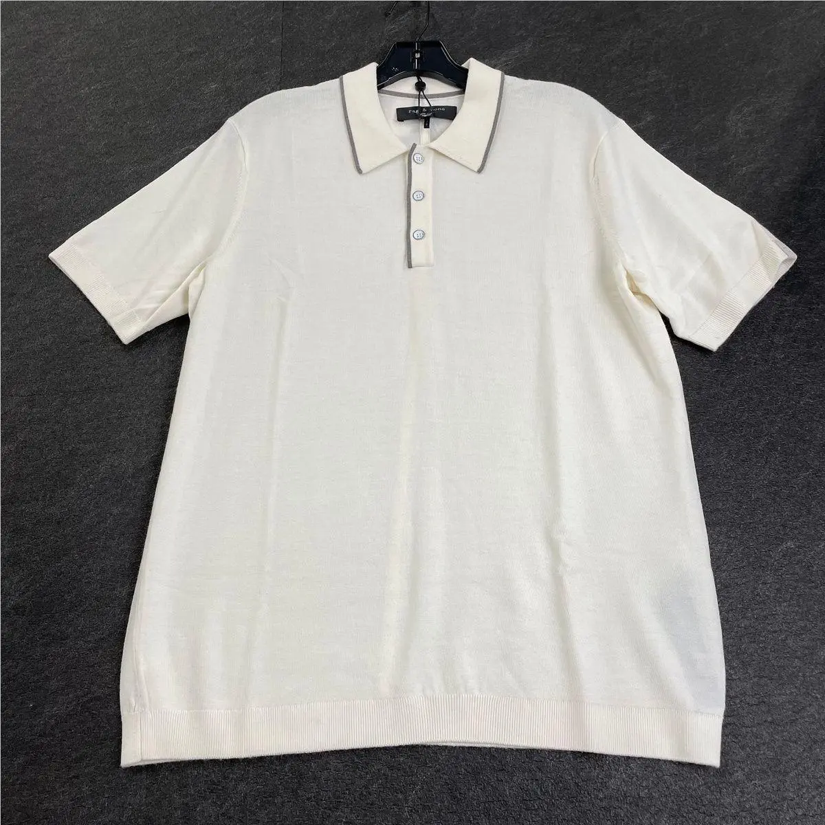Rag and Bone Crawford Wool Cashmere Knit Polo Men`s Size M Ivory