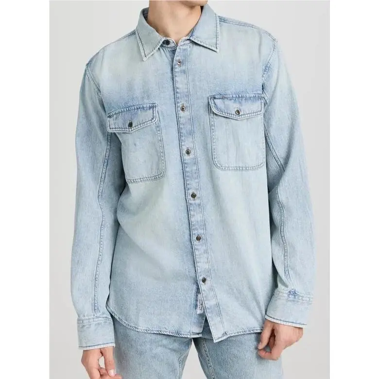 Rag Bone Shirt Jacket Mens Small Light Wash Denim Engineered Lightweight