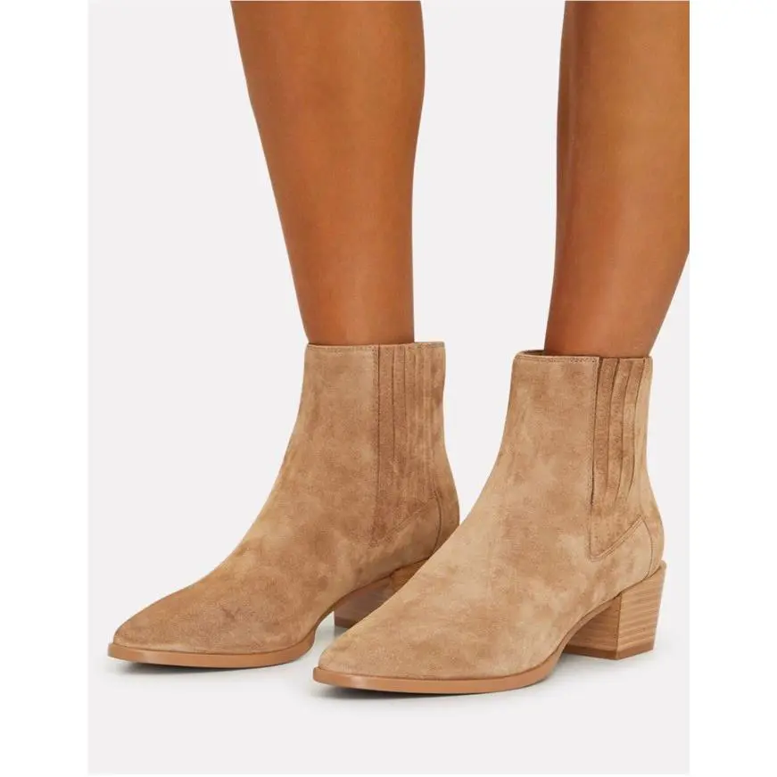 Rag Bone Icon Rover Suede Ankle Boots Chelsea Beige Sz 41 10 10.5