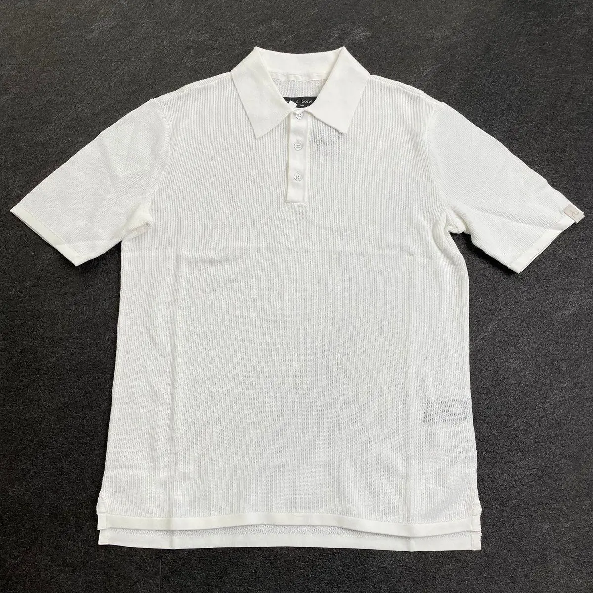 Rag Bone Harvey Knit Polo Shirt Men`s Size 2XL Ivory MBS22HS019UC19