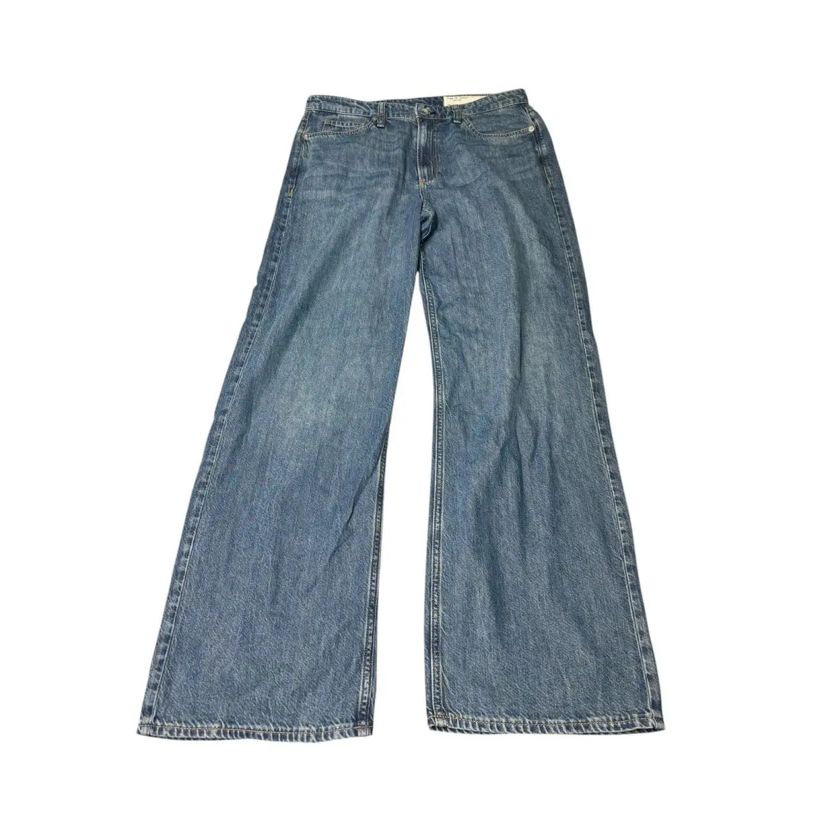 Rag Bone Lori Mid-rise Wide Leg Jeans Covington Blue Womens 28X30