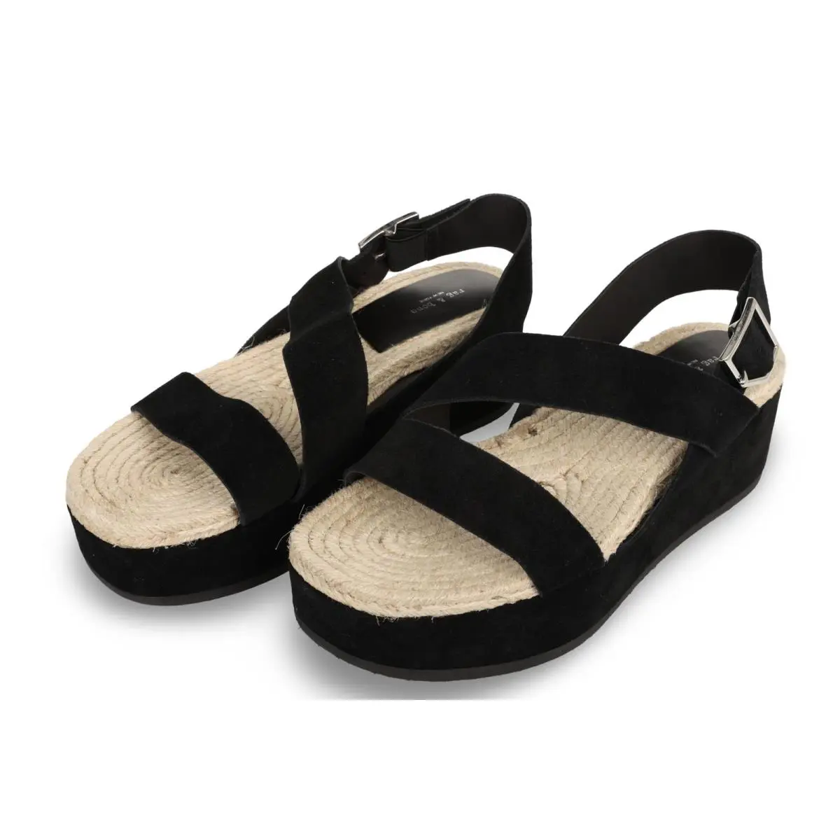 Rag Bone Megan Women`s Black Suede Side Buckle Platform Sandals Shoes Size 8.5 by Rag & Bone