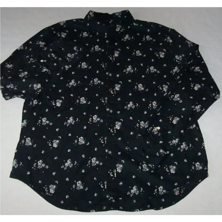 Rag Bone Fit 2 Tomlin Black/ivory/blue Floral Cotton Shirt Men`s Xxl