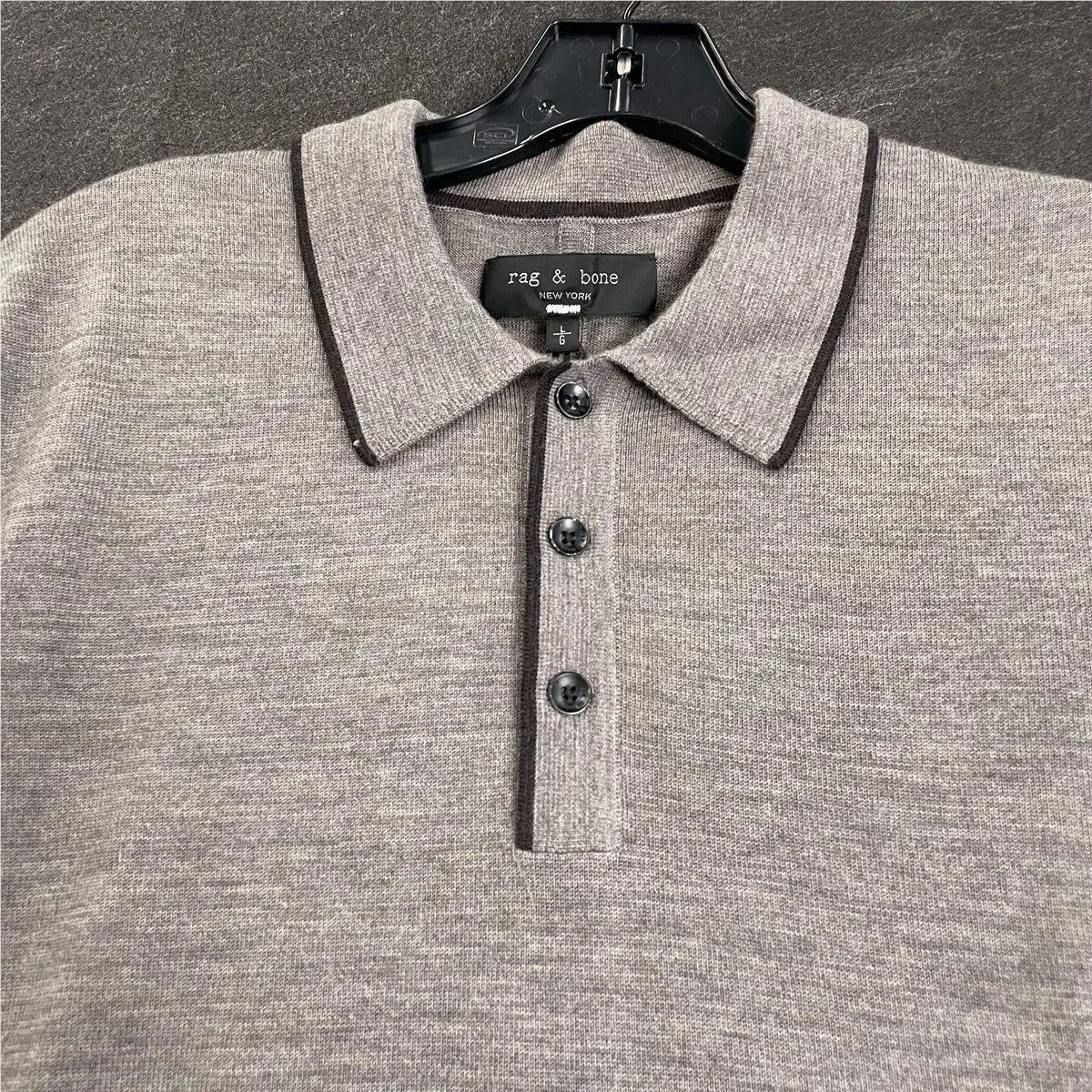 Rag Bone Crawford Wool Cashmere Knit Polo Men`s Size L Brown