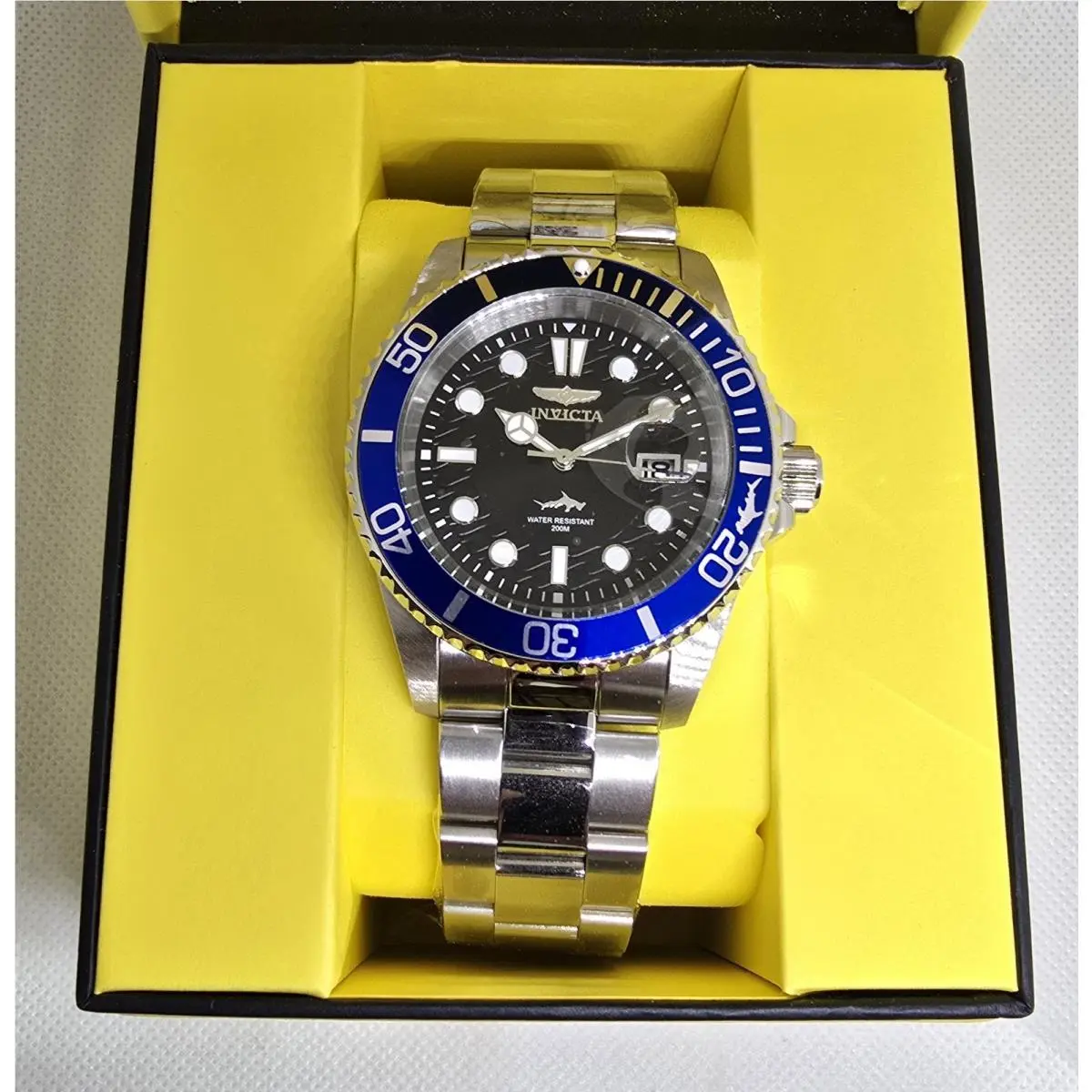 Invicta Pro Diver Lsobar Men`s Watch 42mm Black Dial Blue Bezel Steel 50828