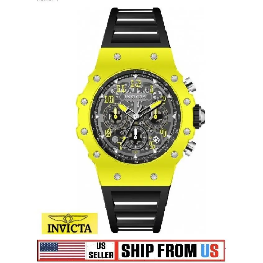 Invicta Unisex Invicta Racing Black Yellow 40.5mm Quartz Watch