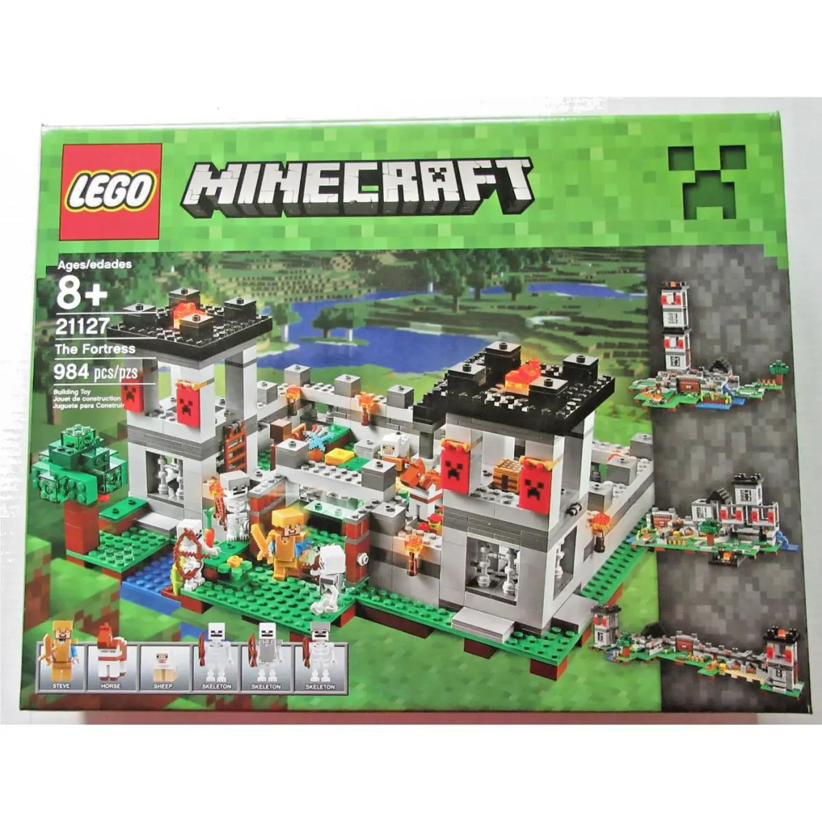 Lego Minecraft 21127 The Fortress Nisb Retired Steve Horse Skeletons Sheep