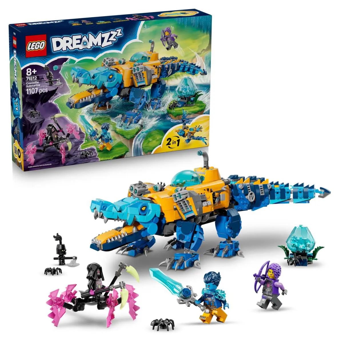 Lego Dreamzzz 2in1 Crocodile Submarine Toy - Transforms Into an Eagle Submarine