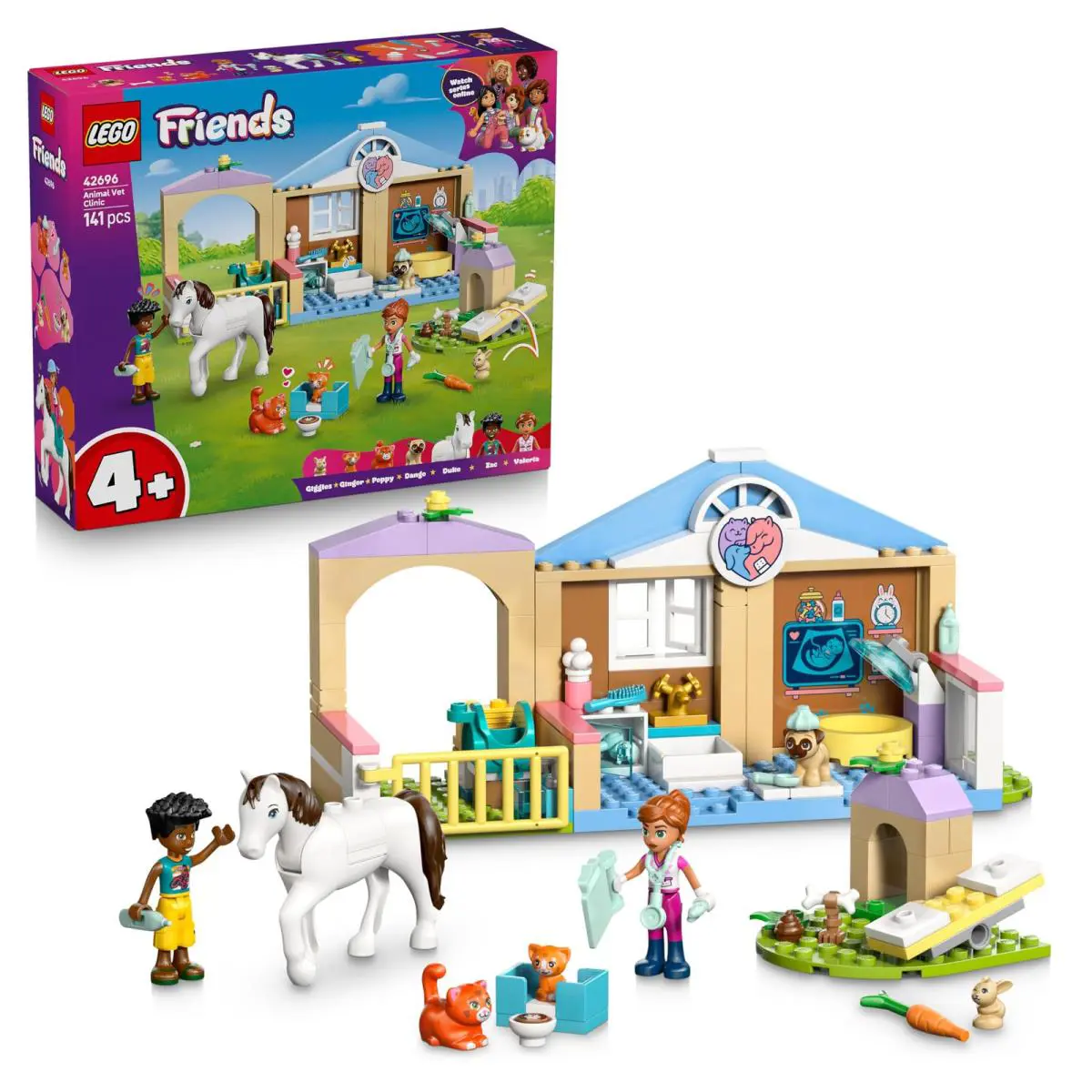 Lego Friends Animal Vet Clinic - Educational Toy W/a Horse Stable 2 Mini Dolls