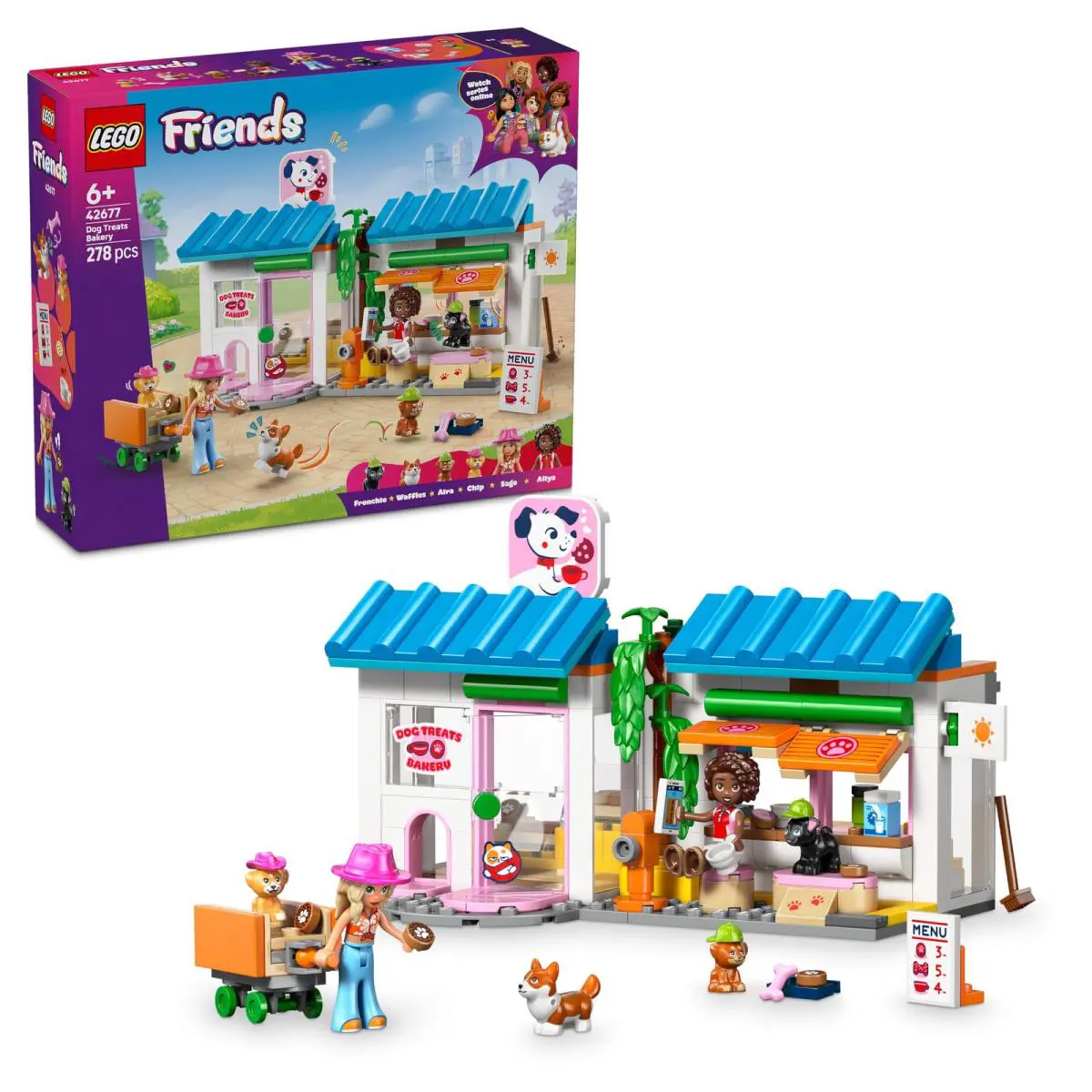 Lego Friends Dog Treats Bakery - Toy Shop w/ 2 Mini Dolls 4 Animal Figures Pet