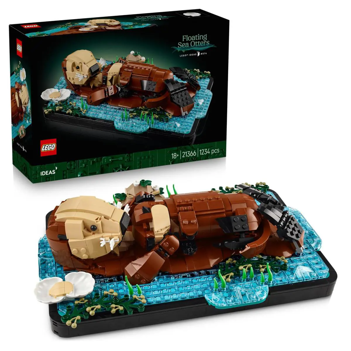 Lego Ideas Floating Sea Otters - Building Set For Adults - 3D Display Model W/ot