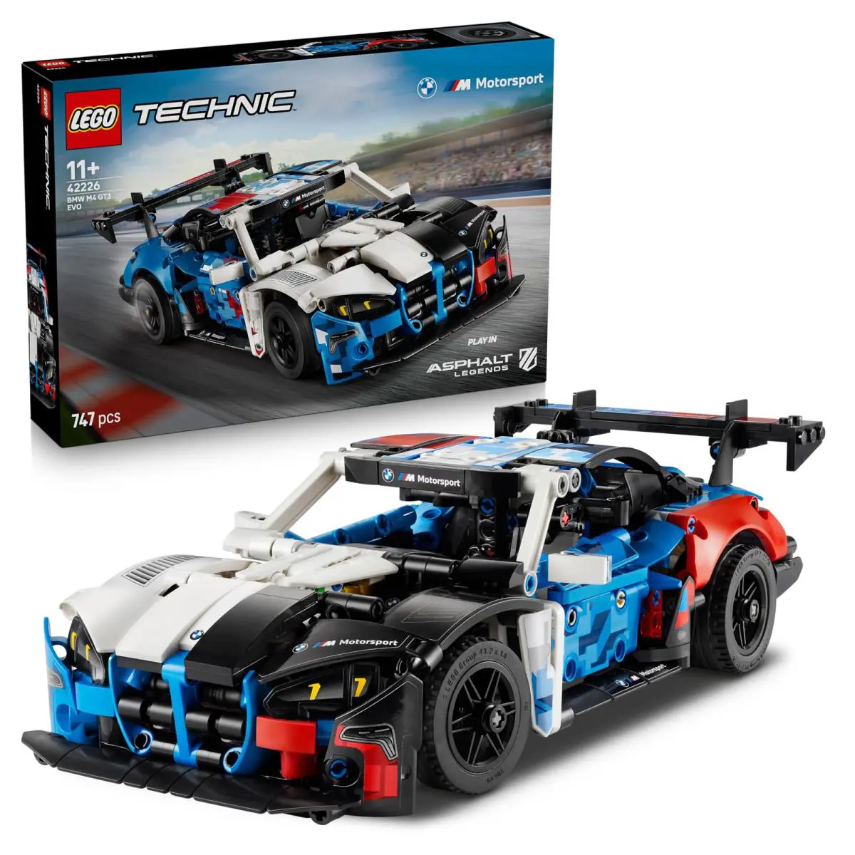 Lego Technic Bmw M4 GT3 Evo Race Car Toy - Model Kit w/ V6 Engine Steering Op