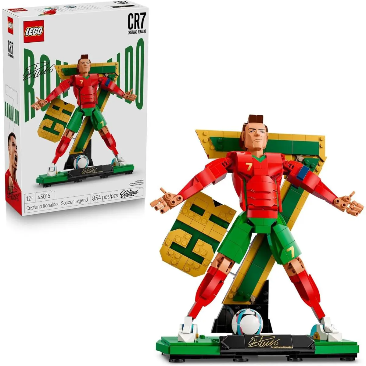 Lego Editions Cristiano Ronaldo Soccer Legend Set Collectible Gift with Plaque