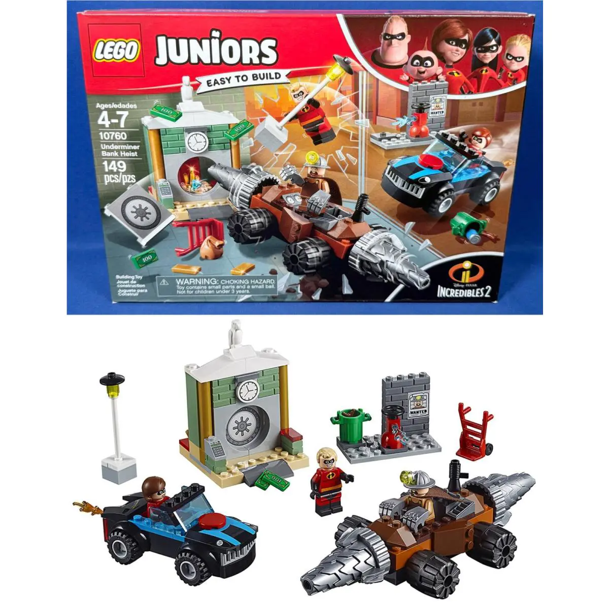 Incredibles Lego Juniors 10760 Set Underminer Bank Heist Elastigirl Mr. Mrs