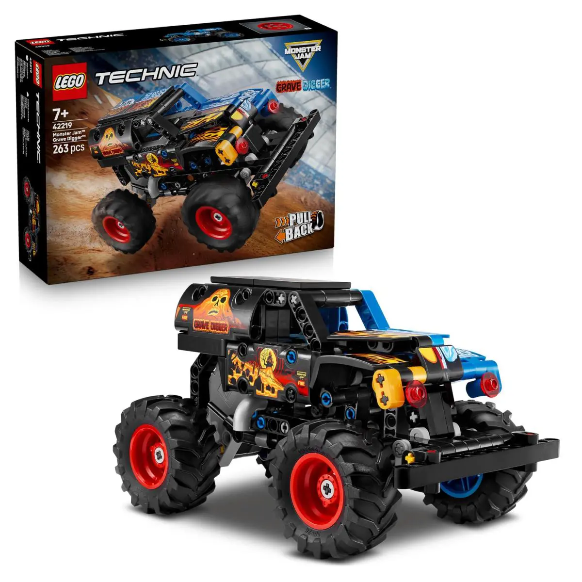 Lego Technic Monster Jam Grave Digger Fire and Ice - Pull-back Truck Toy - Race